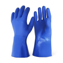 Waterproof Anti Slip Cotton Interlock Liner Long Cuff PVC Sandy Plastic Coated Gloves
